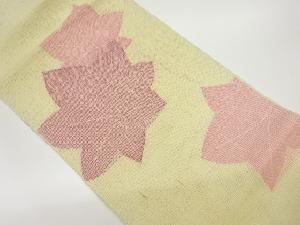 紗紬紅葉模様織出し名古屋帯